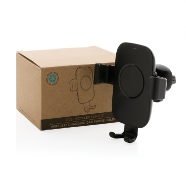 Logo trade promotional products picture of: RCS recycled plastic 10W wireless charging car holder